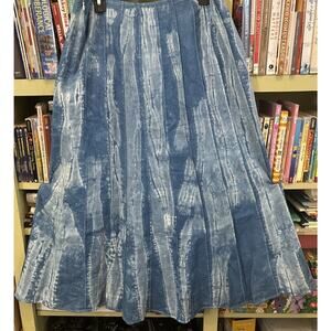 Shibori Mokume Hand Dyed Stitched Indigo Maxi Skirt Embroidered Japanese Tie Dye